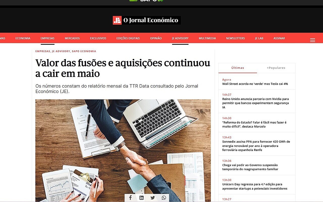 Valor das fuses e aquisies continuou a cair em maio